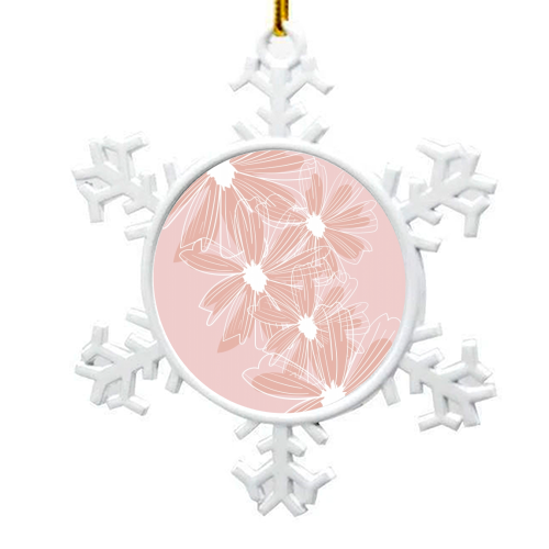 Pink and White Daisy Flowers - snowflake decoration by Toni Scott