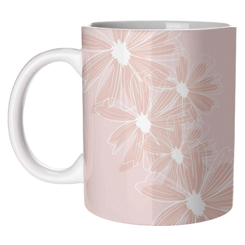 Pink and White Daisy Flowers - unique mug by Toni Scott