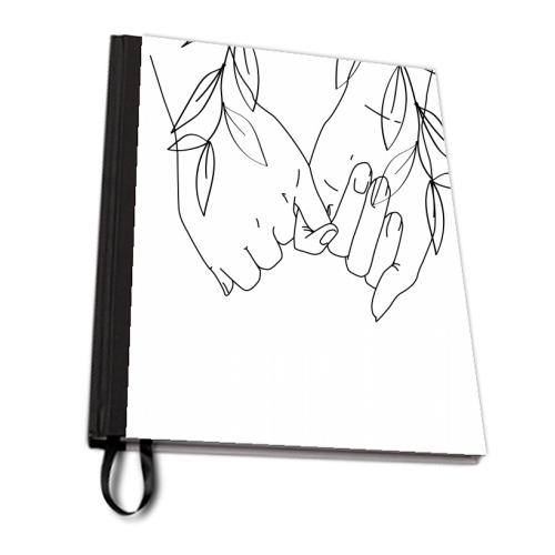 Pinky Promise Line Art with Leaves - personalised A4, A5, A6 notebook by Toni Scott