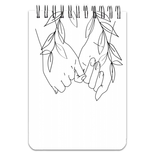 Pinky Promise Line Art with Leaves - personalised A4, A5, A6 notebook by Toni Scott