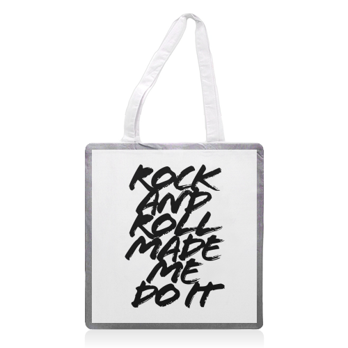 Rock and Roll Made Me Do It Grunge Caps - printed tote bag by Toni Scott