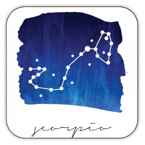 Scorpio Zodiac Constellation - personalised beer coaster by Toni Scott