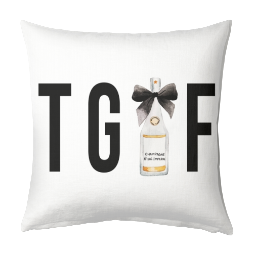 TGIF (Thank God It's Friday) Champagne Bottle - designed cushion by Toni Scott