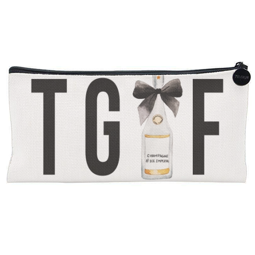 TGIF (Thank God It's Friday) Champagne Bottle - flat pencil case by Toni Scott