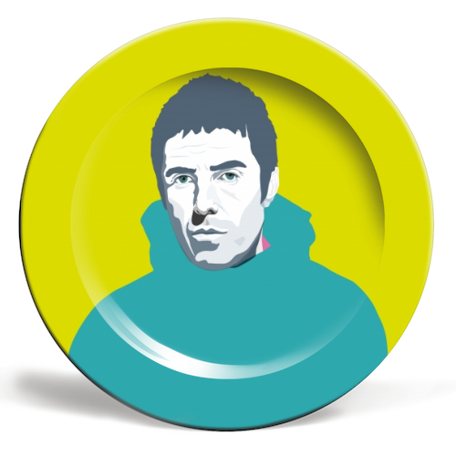 Liam Gallagher Oasis Wonderwall British Music Artist Rocker - ceramic dinner plate by SABI KOZ