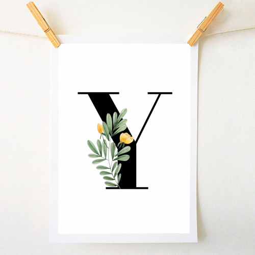 Y Floral Letter Initial - A1 - A4 art print by Toni Scott