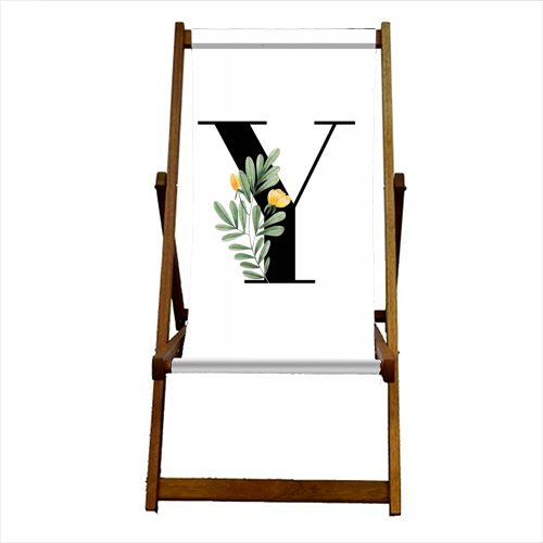 Y Floral Letter Initial - canvas deck chair by Toni Scott