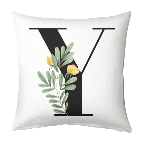 Y Floral Letter Initial - designed cushion by Toni Scott