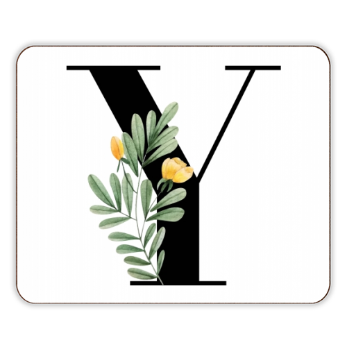 Y Floral Letter Initial - designer placemat by Toni Scott