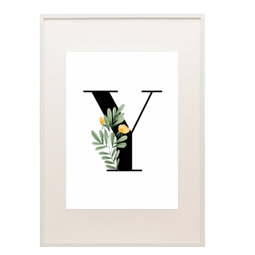 Y Floral Letter Initial - framed poster print by Toni Scott
