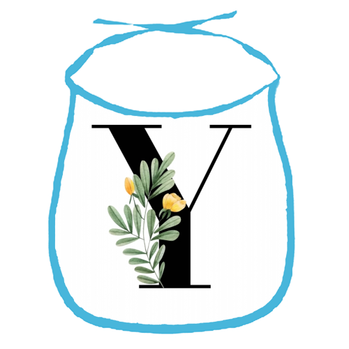 Y Floral Letter Initial - funny baby bib by Toni Scott