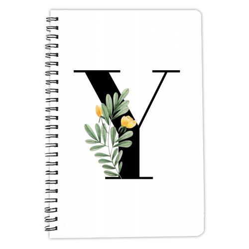 Y Floral Letter Initial - personalised A4, A5, A6 notebook by Toni Scott