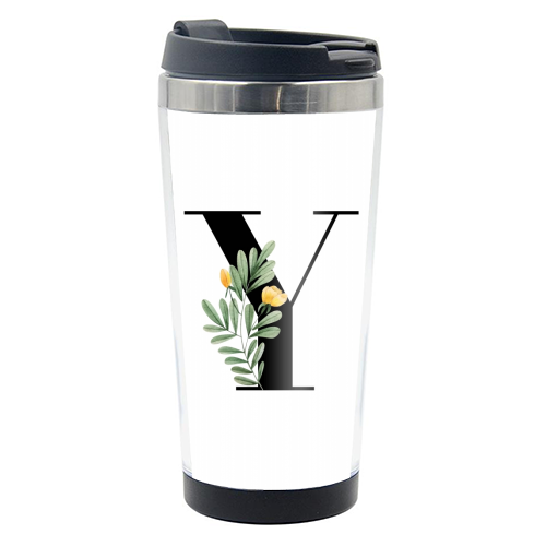 Y Floral Letter Initial - photo water bottle by Toni Scott