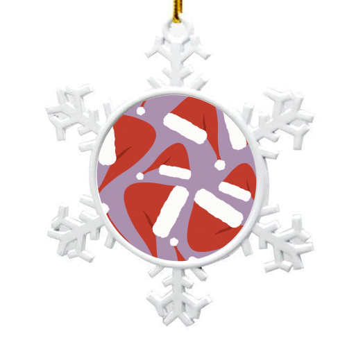 Santa hats - snowflake decoration by Cheryl Boland