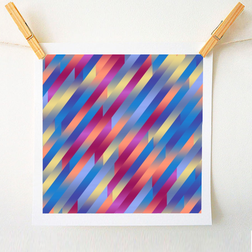 Funky Colorful Stripes - A1 - A4 art print by Kaleiope Studio