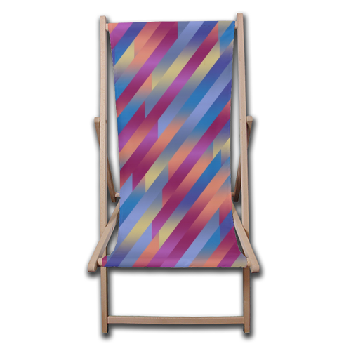 Funky Colorful Stripes - canvas deck chair by Kaleiope Studio