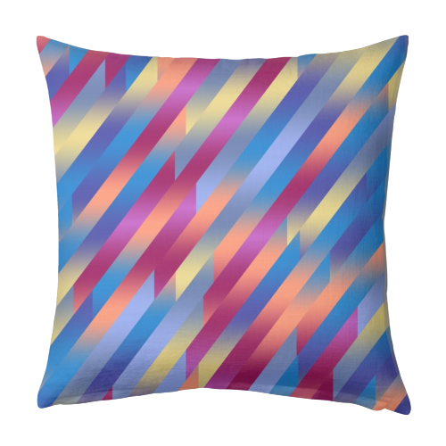 Funky Colorful Stripes - designed cushion by Kaleiope Studio