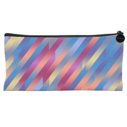 Funky Colorful Stripes - flat pencil case by Kaleiope Studio