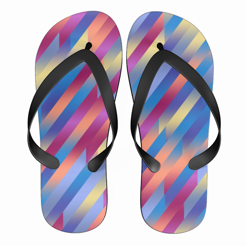 Funky Colorful Stripes - funny flip flops by Kaleiope Studio