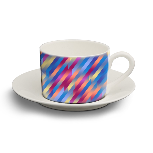 Funky Colorful Stripes - personalised cup and saucer by Kaleiope Studio