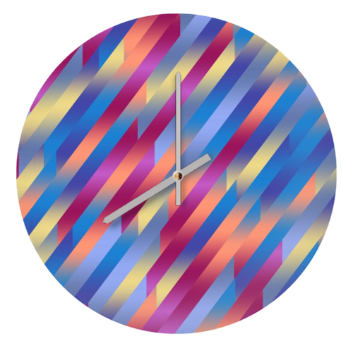 Funky Colorful Stripes - quirky wall clock by Kaleiope Studio
