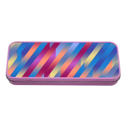 Funky Colorful Stripes - tin pencil case by Kaleiope Studio