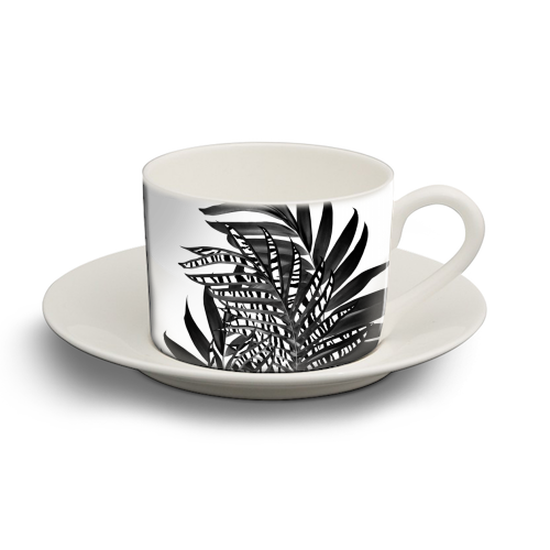 Palm Leaves with Tiger Stripe Glam #3 #tropical #decor #art - personalised cup and saucer by Anita Bella Jantz