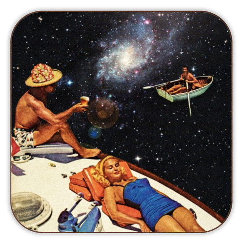 Space Boat Party - personalised beer coaster by taudalpoi