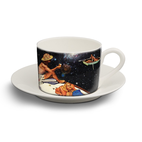 Space Boat Party - personalised cup and saucer by taudalpoi