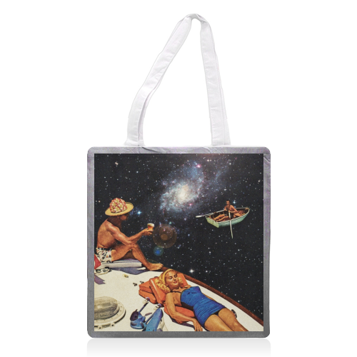 Space Boat Party - printed tote bag by taudalpoi