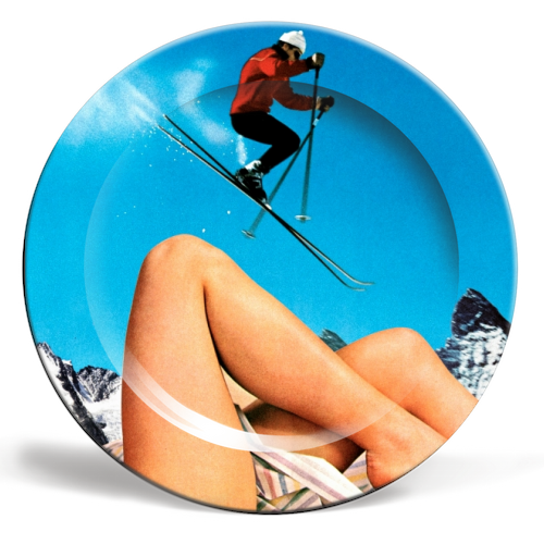 Ski Jump - ceramic dinner plate by taudalpoi
