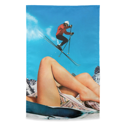 Ski Jump - funny tea towel by taudalpoi