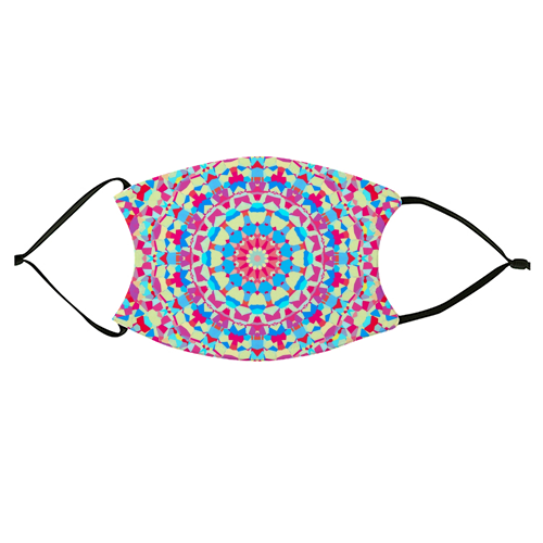 Vivid Colorful Groovy Mandala - face cover mask by Kaleiope Studio