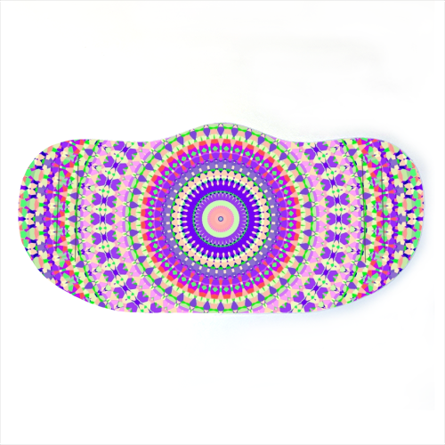 Vivid Colorful Intricate Mandala - face cover mask by Kaleiope Studio