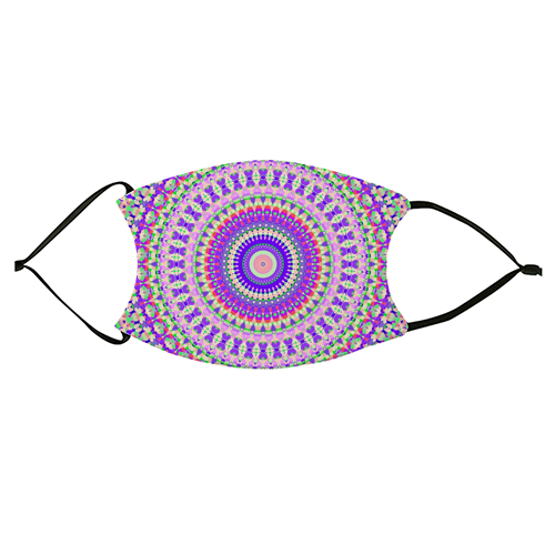 Vivid Colorful Intricate Mandala - face cover mask by Kaleiope Studio