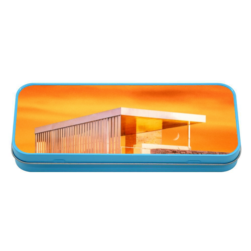 Retro Summer House - tin pencil case by taudalpoi