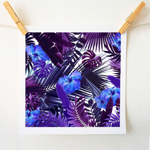 Tropical Hibiscus Flower Jungle Pattern #3 #tropical #decor #art - A1 - A4 art print by Anita Bella Jantz