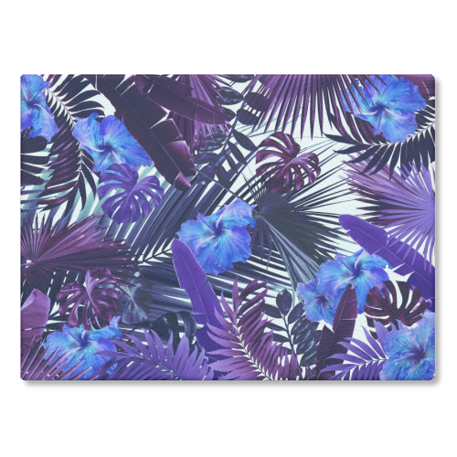 Tropical Hibiscus Flower Jungle Pattern #3 #tropical #decor #art - glass chopping board by Anita Bella Jantz