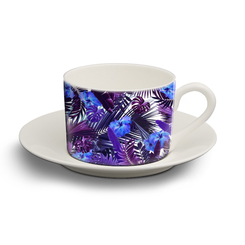Tropical Hibiscus Flower Jungle Pattern #3 #tropical #decor #art - personalised cup and saucer by Anita Bella Jantz