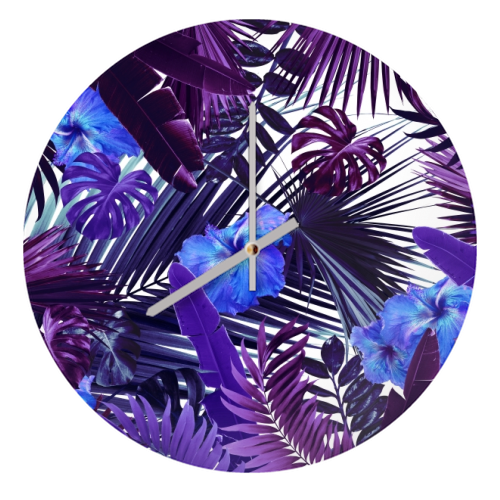 Tropical Hibiscus Flower Jungle Pattern #3 #tropical #decor #art - quirky wall clock by Anita Bella Jantz