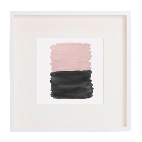 Blush Black Abstract Minimalism #1 #minimal #ink #decor #art - framed poster print by Anita Bella Jantz
