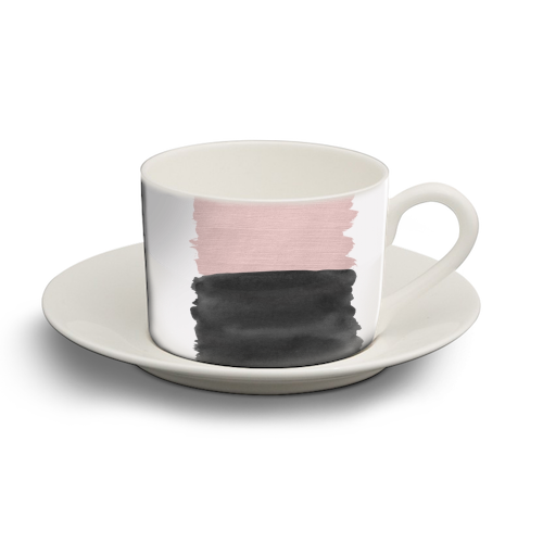 Blush Black Abstract Minimalism #1 #minimal #ink #decor #art - personalised cup and saucer by Anita Bella Jantz