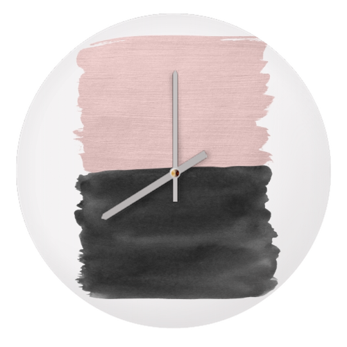 Blush Black Abstract Minimalism #1 #minimal #ink #decor #art - quirky wall clock by Anita Bella Jantz