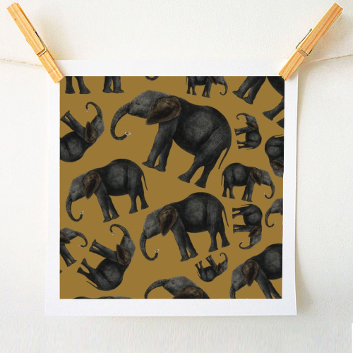Vintage elephants - A1 - A4 art print by Cheryl Boland