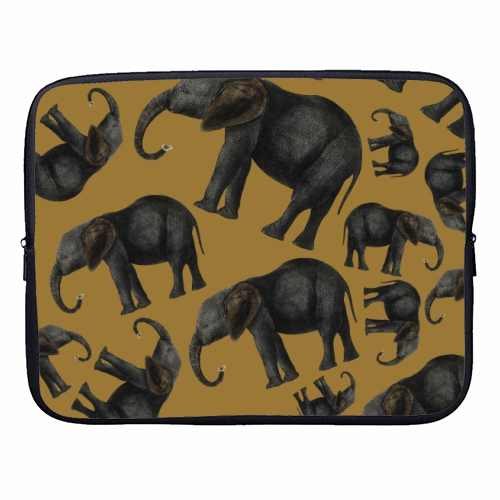 Vintage elephants - designer laptop sleeve by Cheryl Boland
