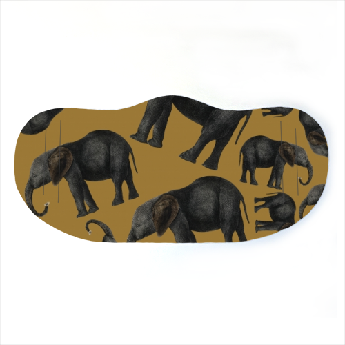 Vintage elephants - face cover mask by Cheryl Boland
