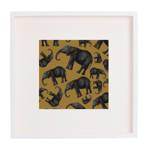 Vintage elephants - framed poster print by Cheryl Boland
