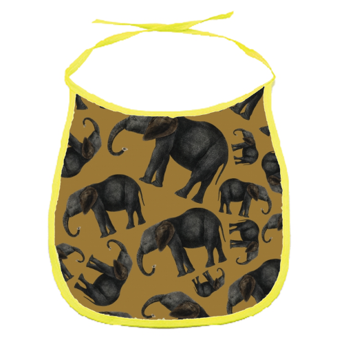 Vintage elephants - funny baby bib by Cheryl Boland