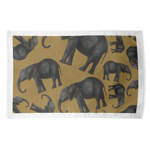 Vintage elephants - funny tea towel by Cheryl Boland