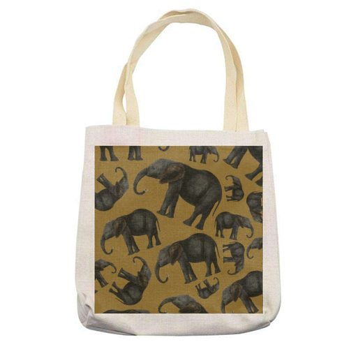 Vintage elephants - printed tote bag by Cheryl Boland